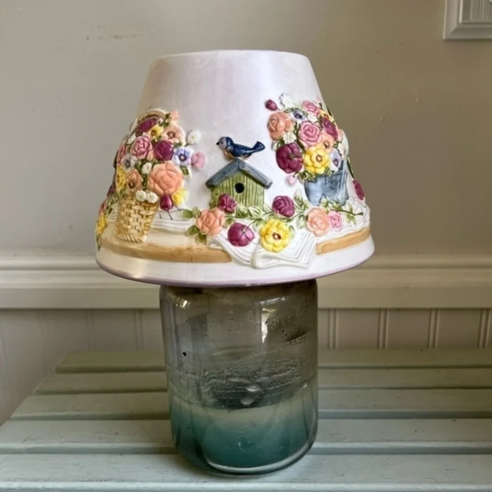 Spring Blossom Gardener’s Large Candle Shade by Laurie Korsgaden Watercolors NWT